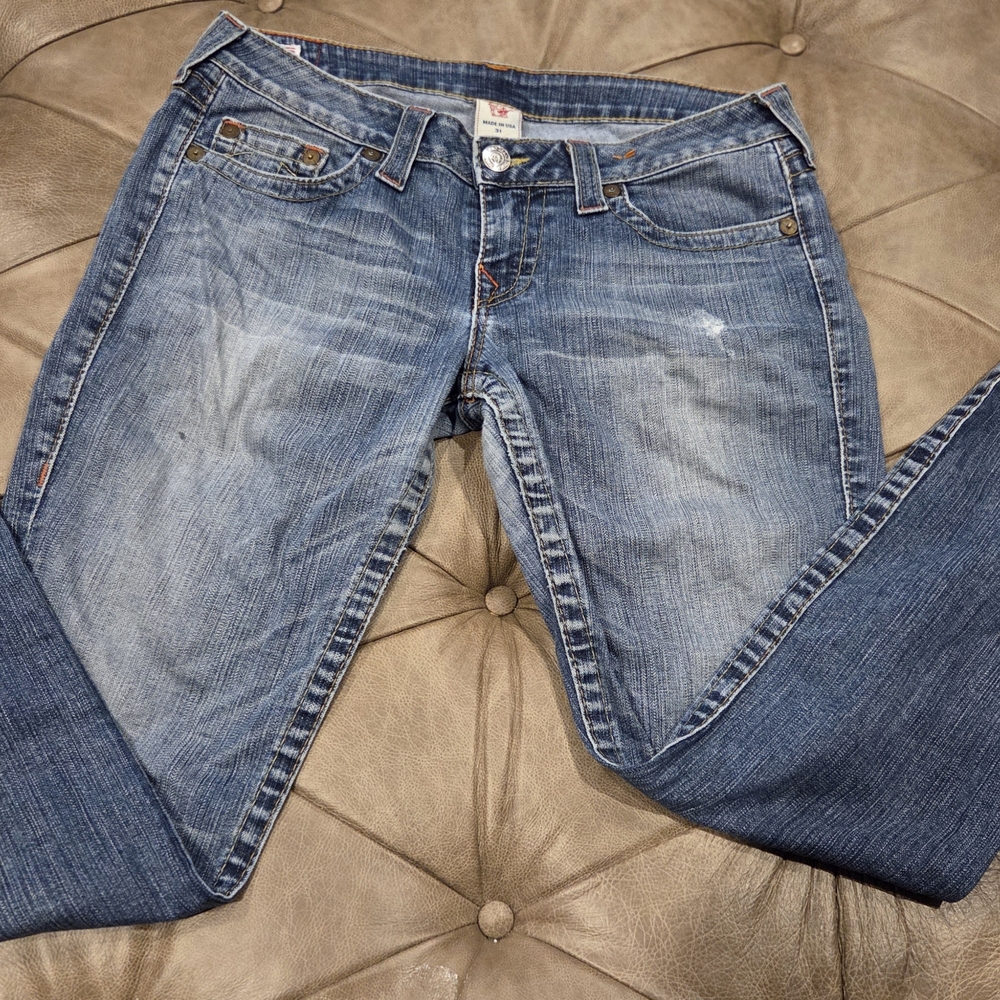 True Religion Women's Blue Straight Leg Jeans
